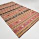 6x12 Long Wide Red Striped Kilim Rug,  190x356Cm
