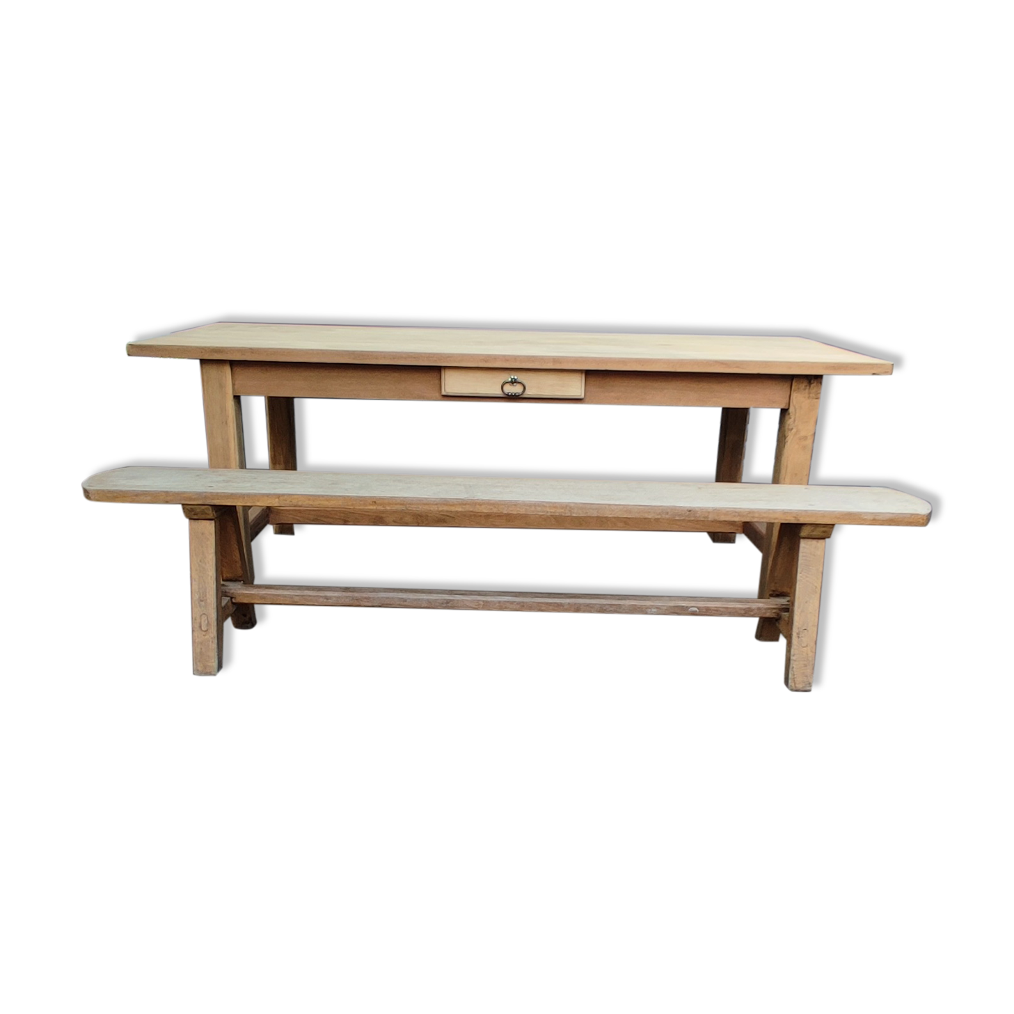 Farmhouse table with its bench