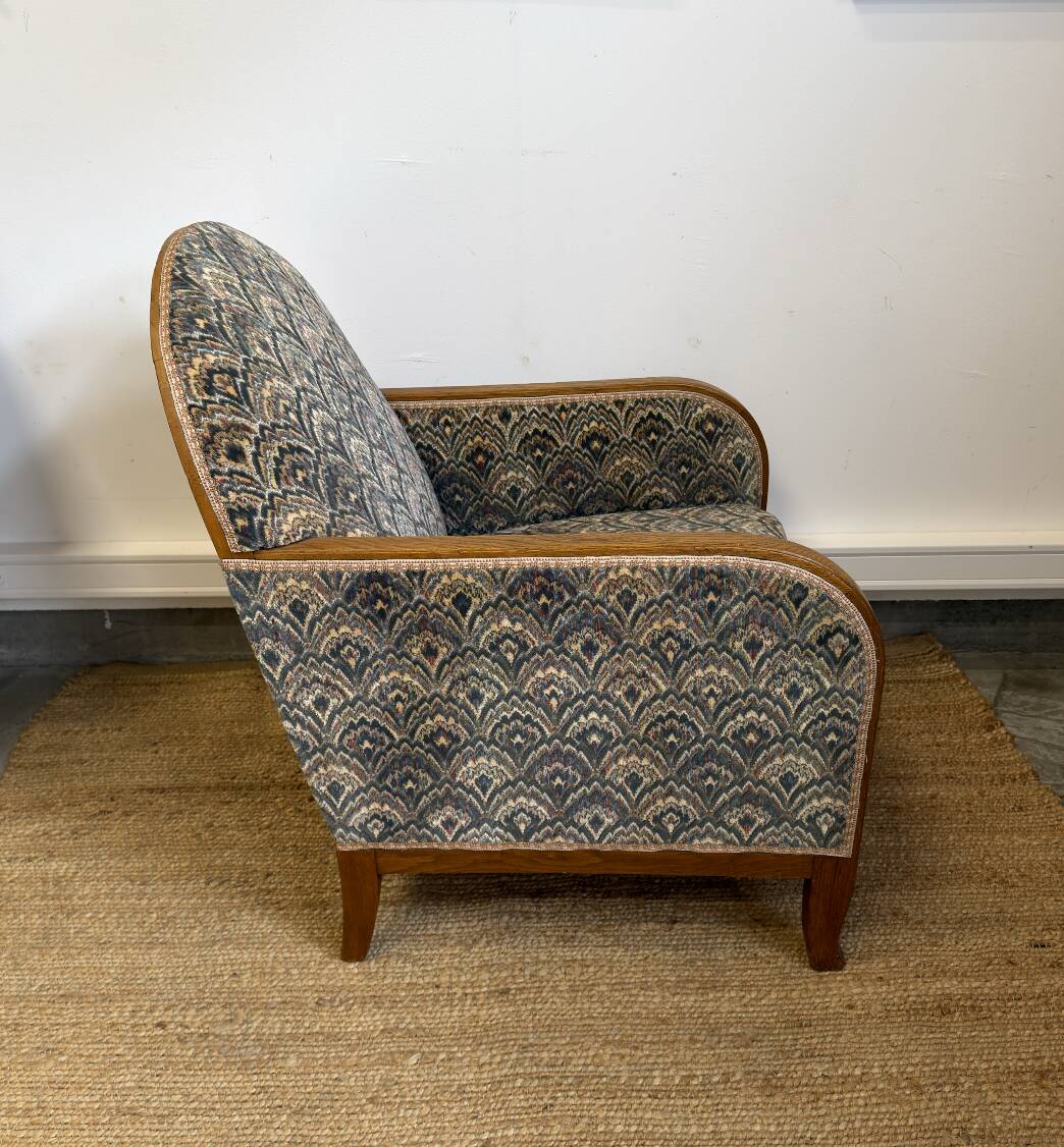 Vintage Art Deco club chair in curved wood