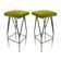 Italian Mid-Century Modern Square Black Lacquered Iron Lime Cotton Stools