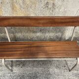 Three tubular and solid wood benches, boarding school, vintage, 1950s