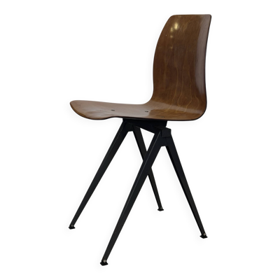 Chaise vintage Galvanitas Pagholz, design de chaise d'école, design néerlandais.