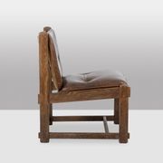 Pair of oak armchairs, upholstered in leather. Work from the 1960s.