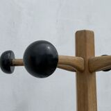 Portemanteau parrot wood tripod 12 black balls Stella 1960