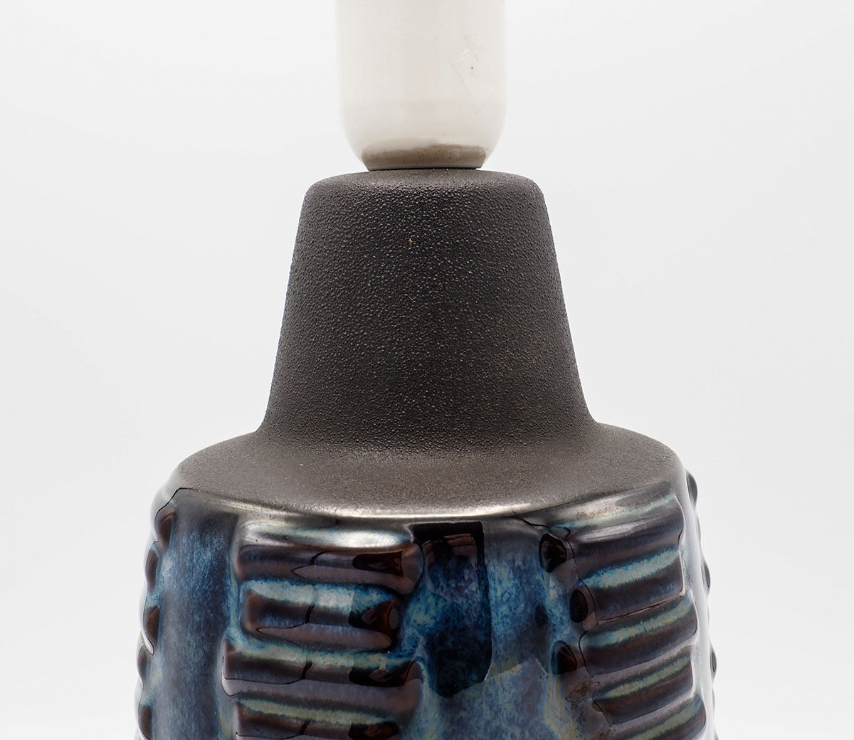 Blue black ceramic model 1034 table lamp base from Søholm, 1960s