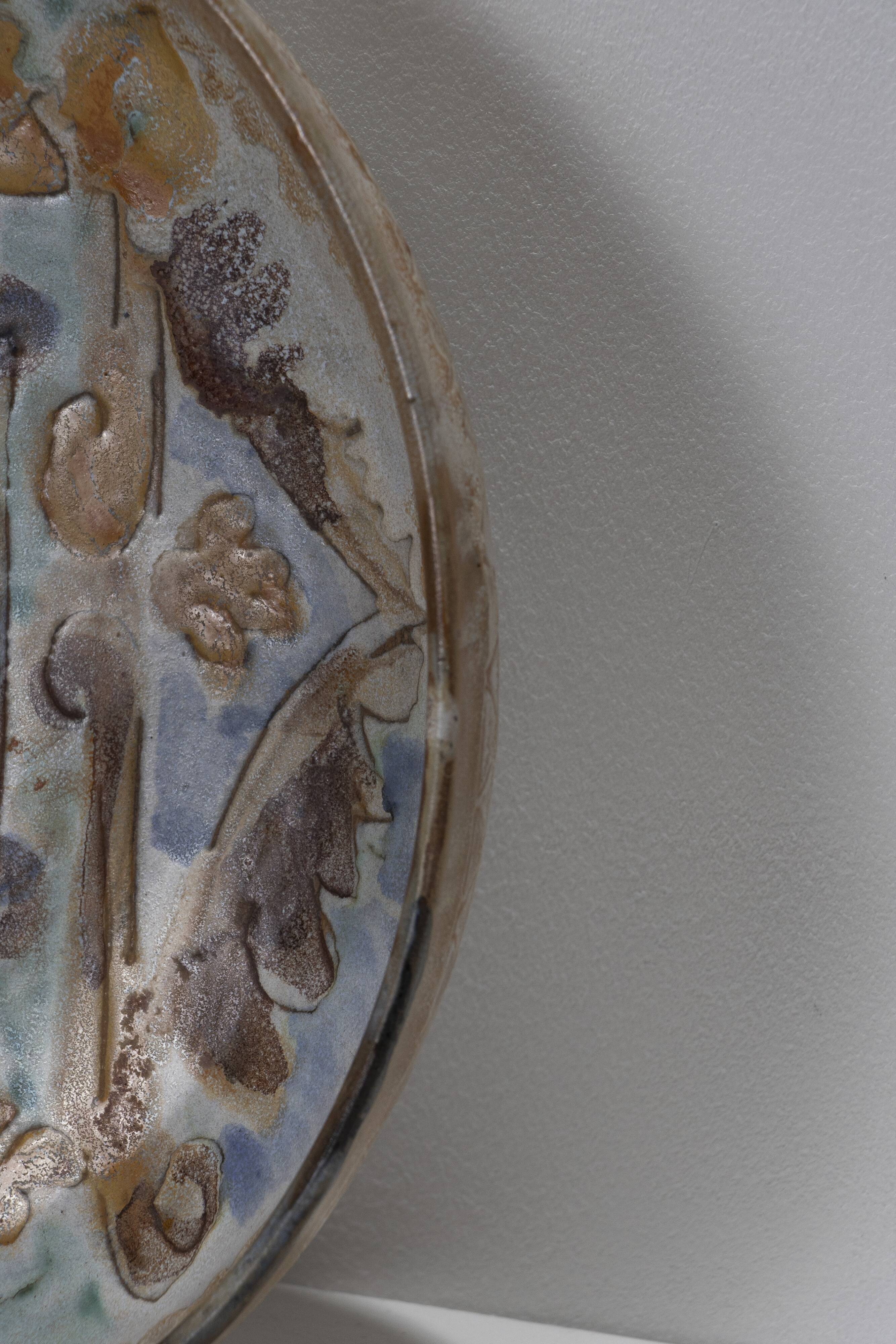 Circular decorated dish in Vallauris ceramic, 1950s
