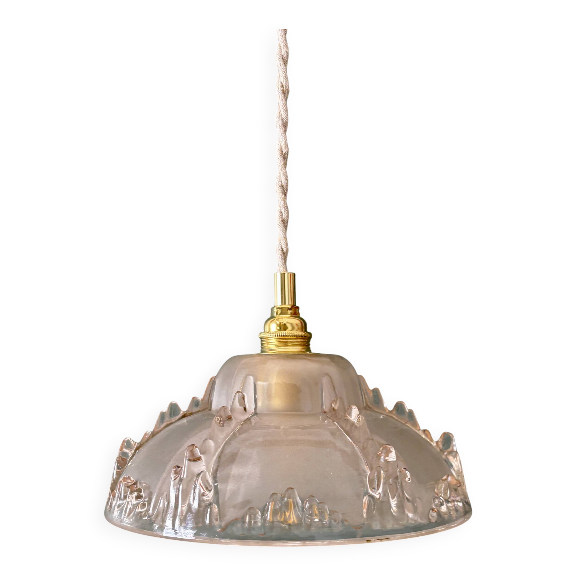 Vintage frosted glass pendant light (DF1)