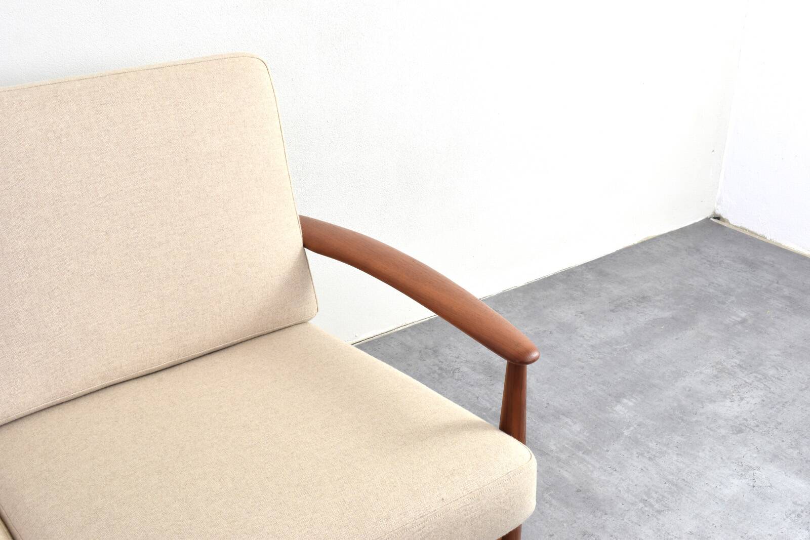 Mid-Century Danish Teak & Wool Sofa by Grete Jalk for France & Søn