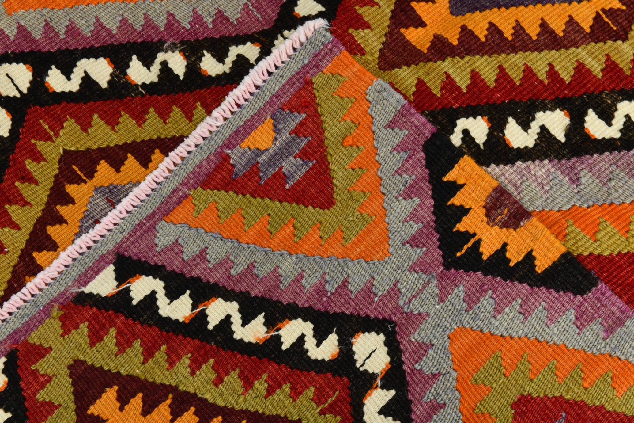 6x8 Multicolor Geometric Style Anatolian Vintage Kilim Rug, 177x236Cm
