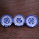 Set of 3 KetG Lunéville plates in blue with fruit patterns