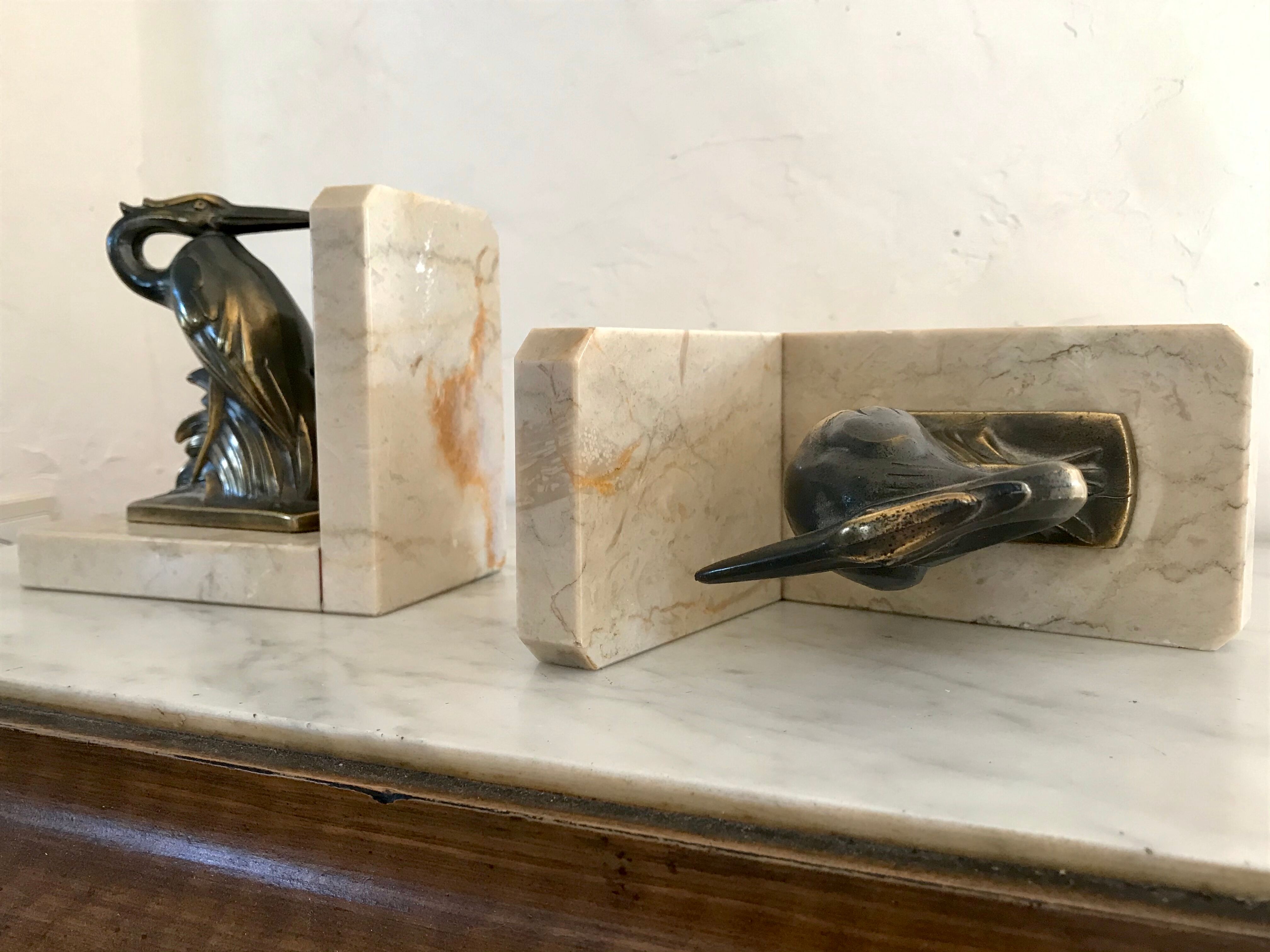 Art deco heron bookends