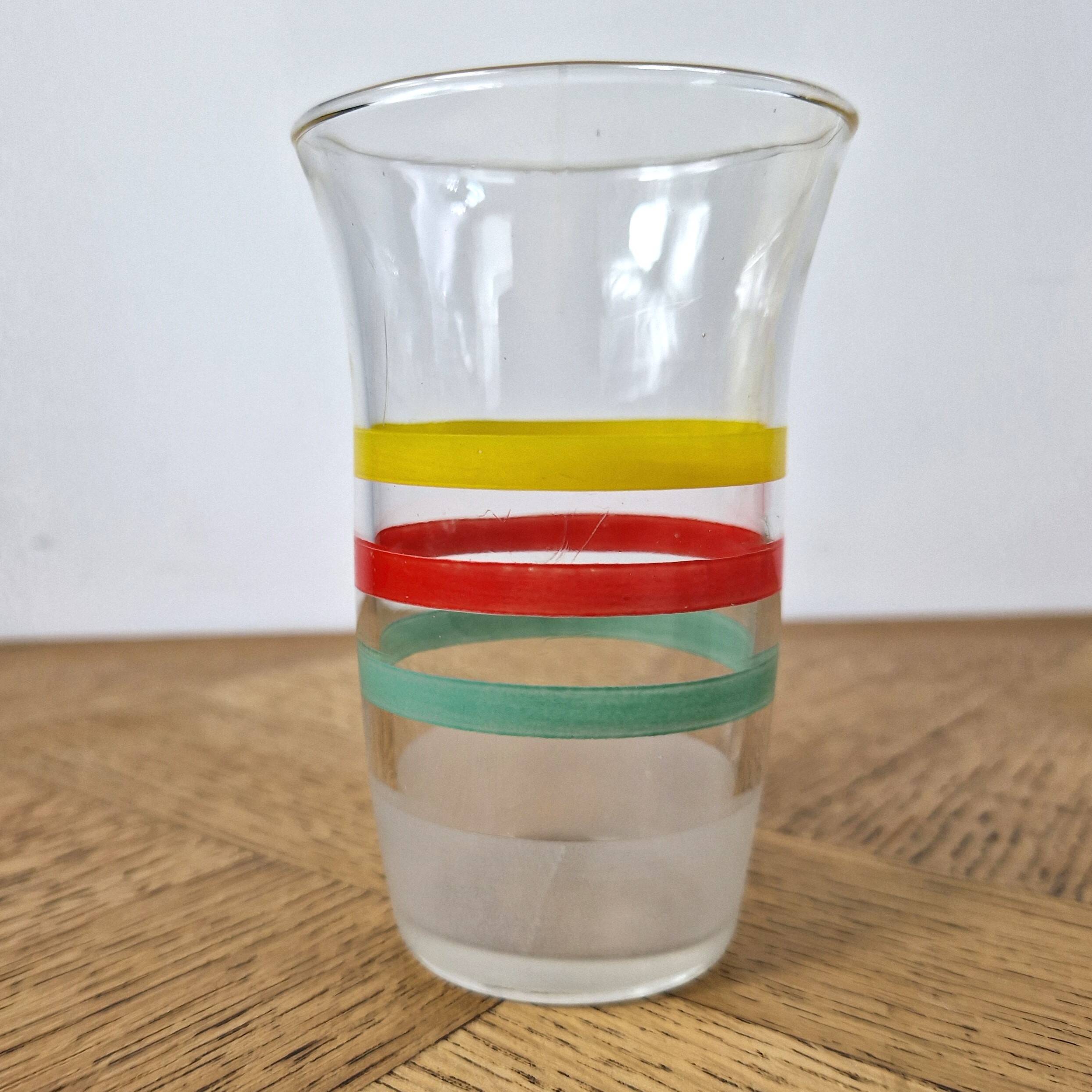 8 multicoloured vintage orangeade glasses from the 60s/70s.