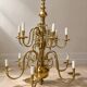 Large Dutch brass chandelier, 12 lights