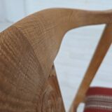 1960s, pair of Danish dining chairs, solid oak wood, furniture wool.