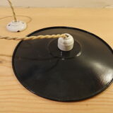 Black enamelled suspension - porcelain rosette