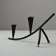 Black Painted Metal Candle Holder with Copper Detailing – Gunnar Ander for Ystad-Metall, Sweden, 1950s