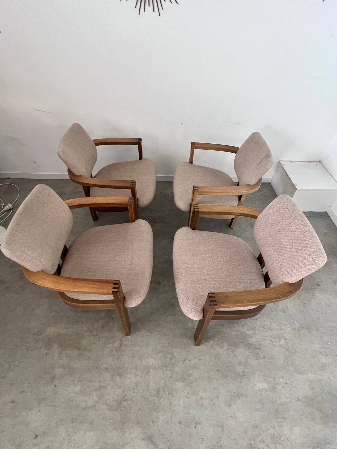 4 old armchairs Italian design chairs 70s vintage curved wood