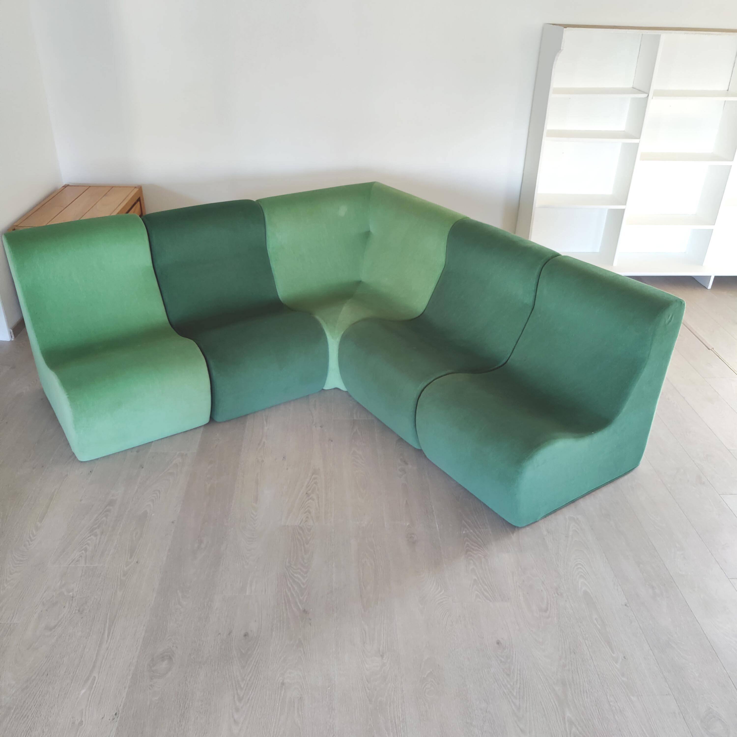 Modular green corner sofa 1970s
