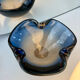 Blue and amber Murano glass ashtray/trinket dish 1960-70s