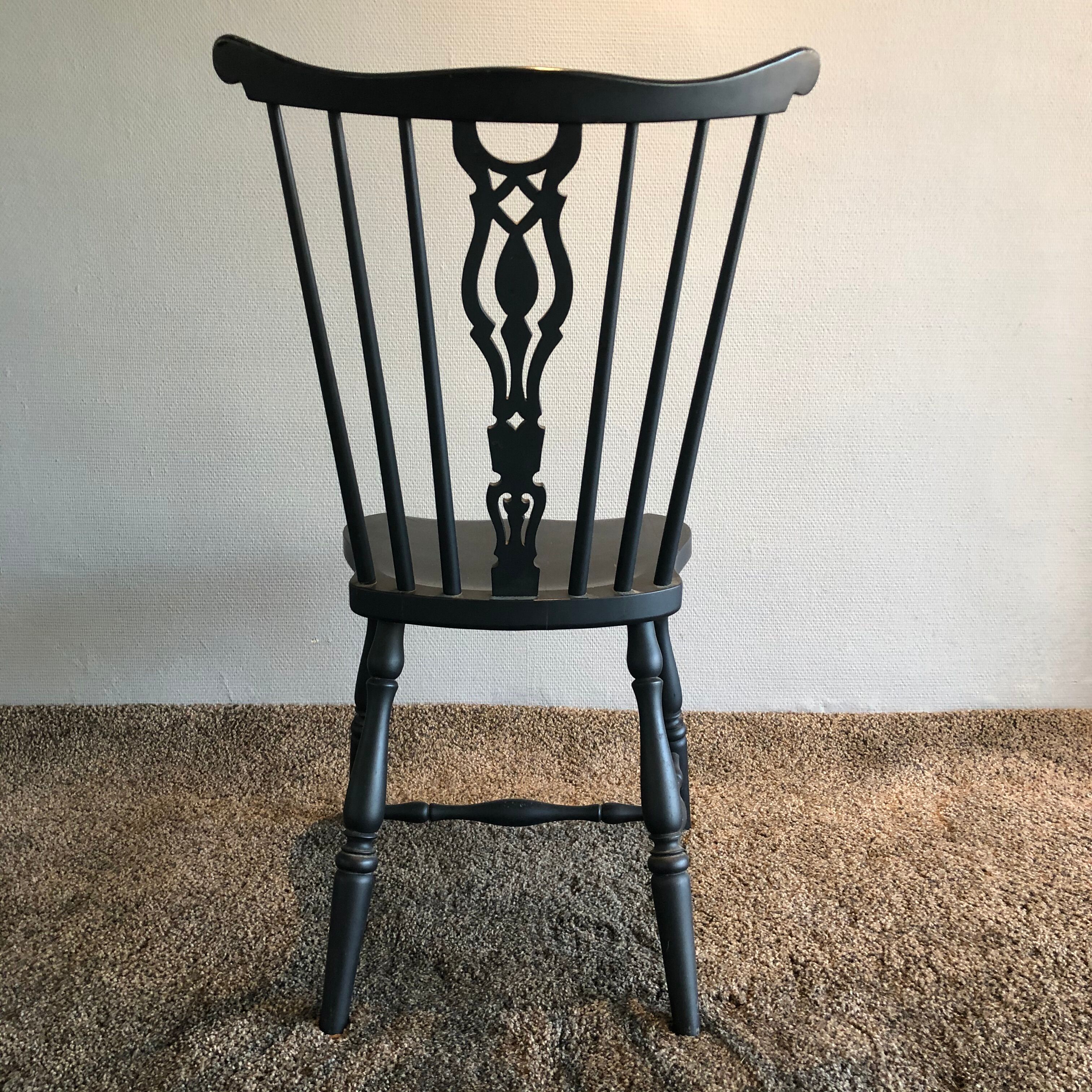Pair of black-lase wooden chairs by Gemla Di-Sweden 1950