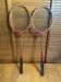 Paire raquette ancienne badminton player bois vintage