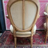 Pair of armchairs medallion Louis XV style, yellow velvet