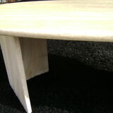 Oval coffee table in travertine italy from the 1970s