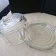 Ancienne cloche à fromage sur son plateau en verre pressé moulé