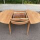Table à manger scandinave ronde extensible décapée en teck 115cm