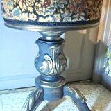 Victorian Piano Stool, Patinated Wood, Upholstered Fabric, 19th Century, France