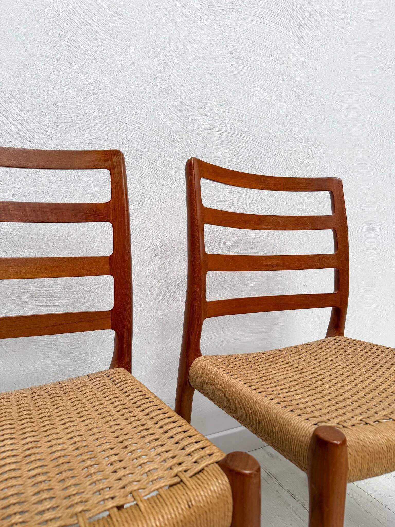 1970s set of 4 vintage Danish teak dining chairs no. 85 by Niels O. Møller