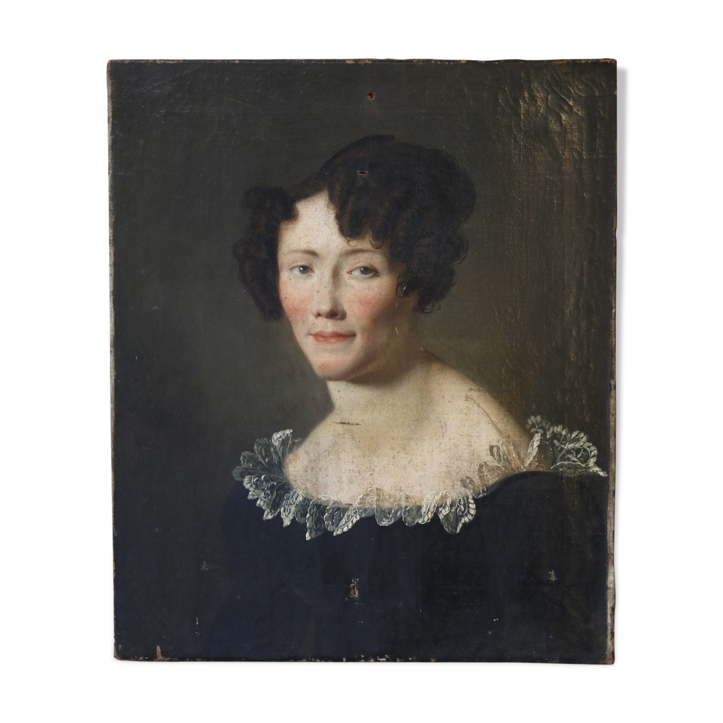Portrait of an elegant woman oil on canvas from the 19th century.
