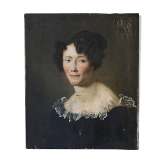 Portrait of an elegant woman oil on canvas from the 19th century.