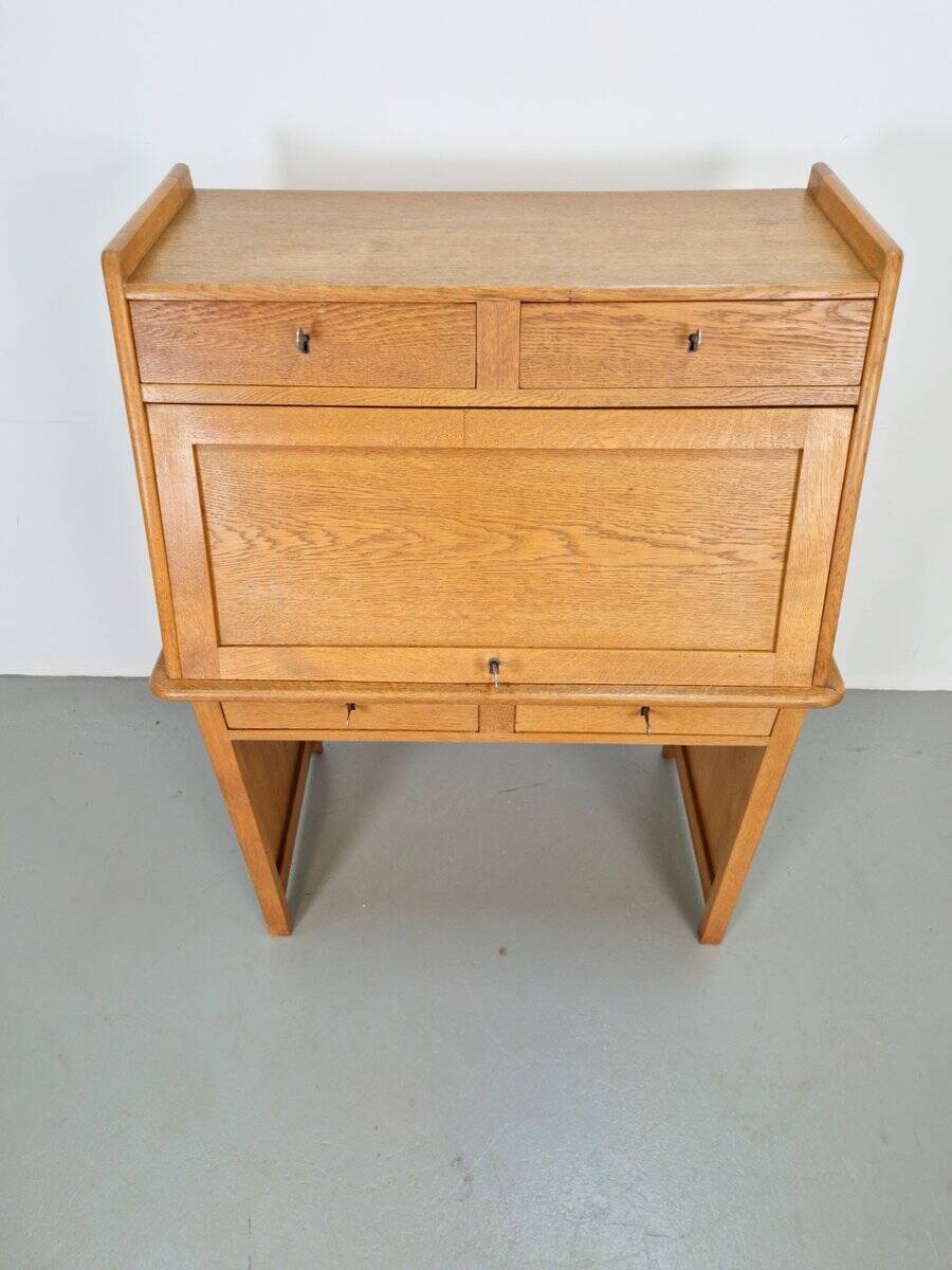 Art Deco Arts & Crafts Secretary in Natural Oak, 1930s