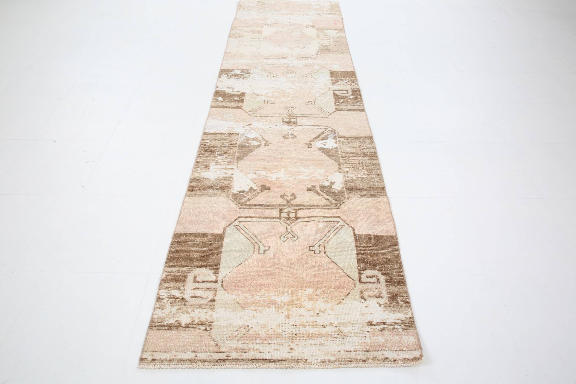 3x11 Rug For Kitchen Brown Beige Turkish Runner Rug, 86x325Cm SK 5286