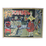 Vintage tapestry by Robert Debiève "The Bird Seller"