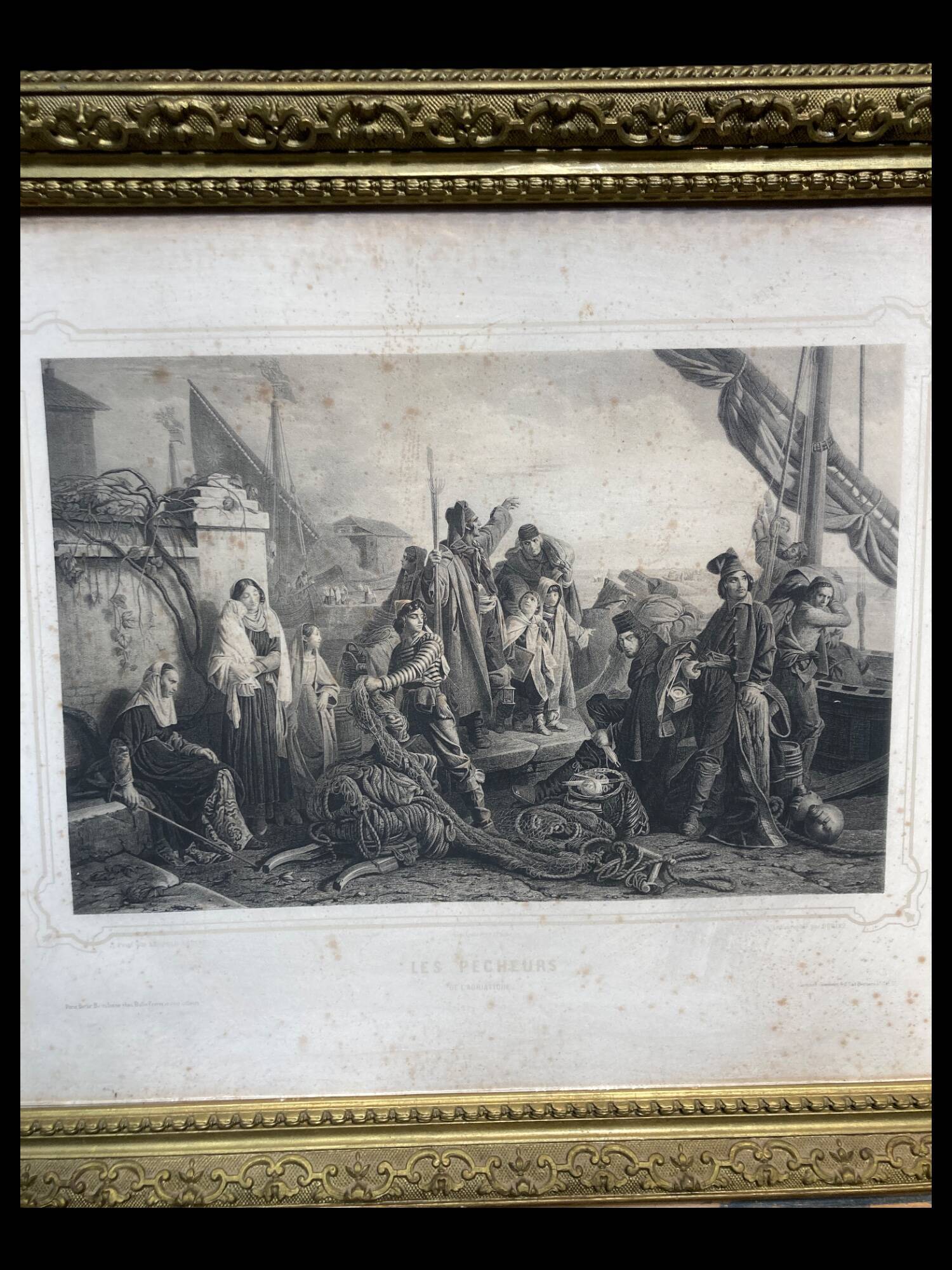 Engraving entitled "Fishermen on the Adriatic" by Léopold Robert by Dur
