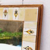 Ceramic and wood mirror by Michel Boillot