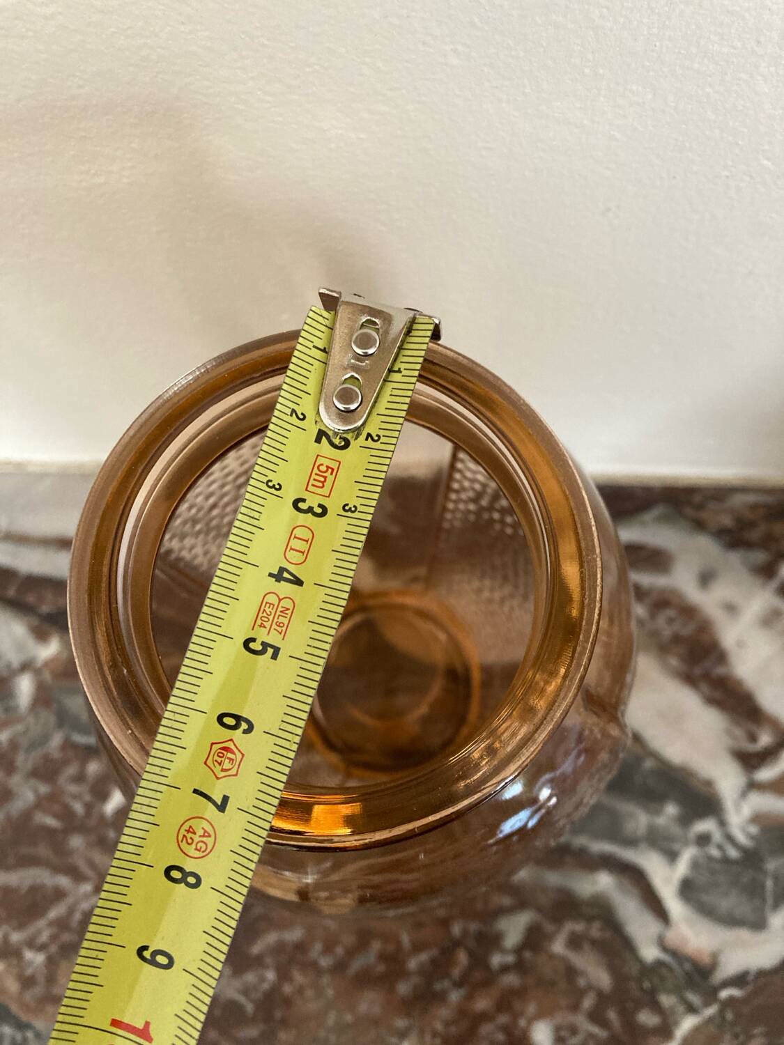 Art Deco pink molded glass vase