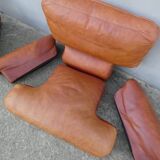 Vintage loft leather armchair DUVIVIER