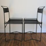 Pair of perforated metal steel chairs from the 80s