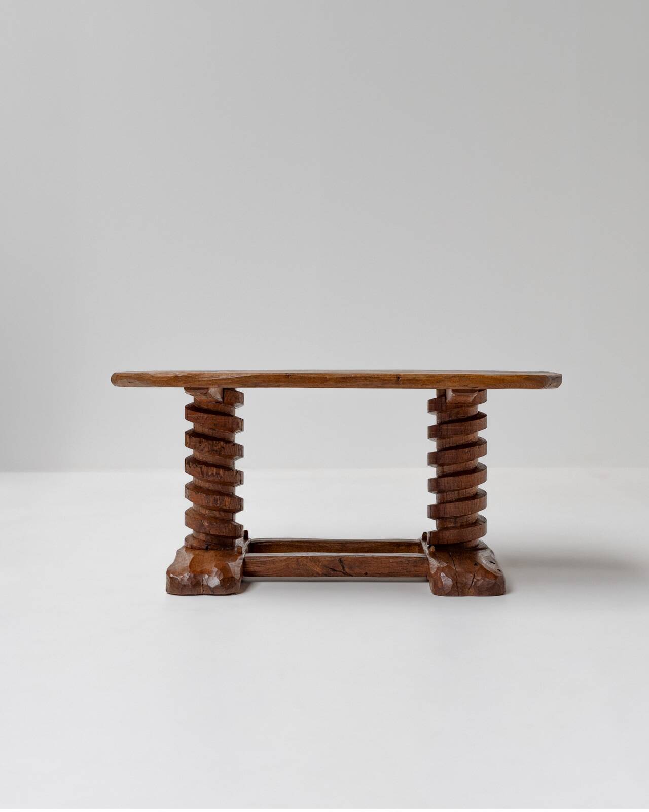 Sculptural French Oak Corkscrew Leg Coffee Table, France 1950s