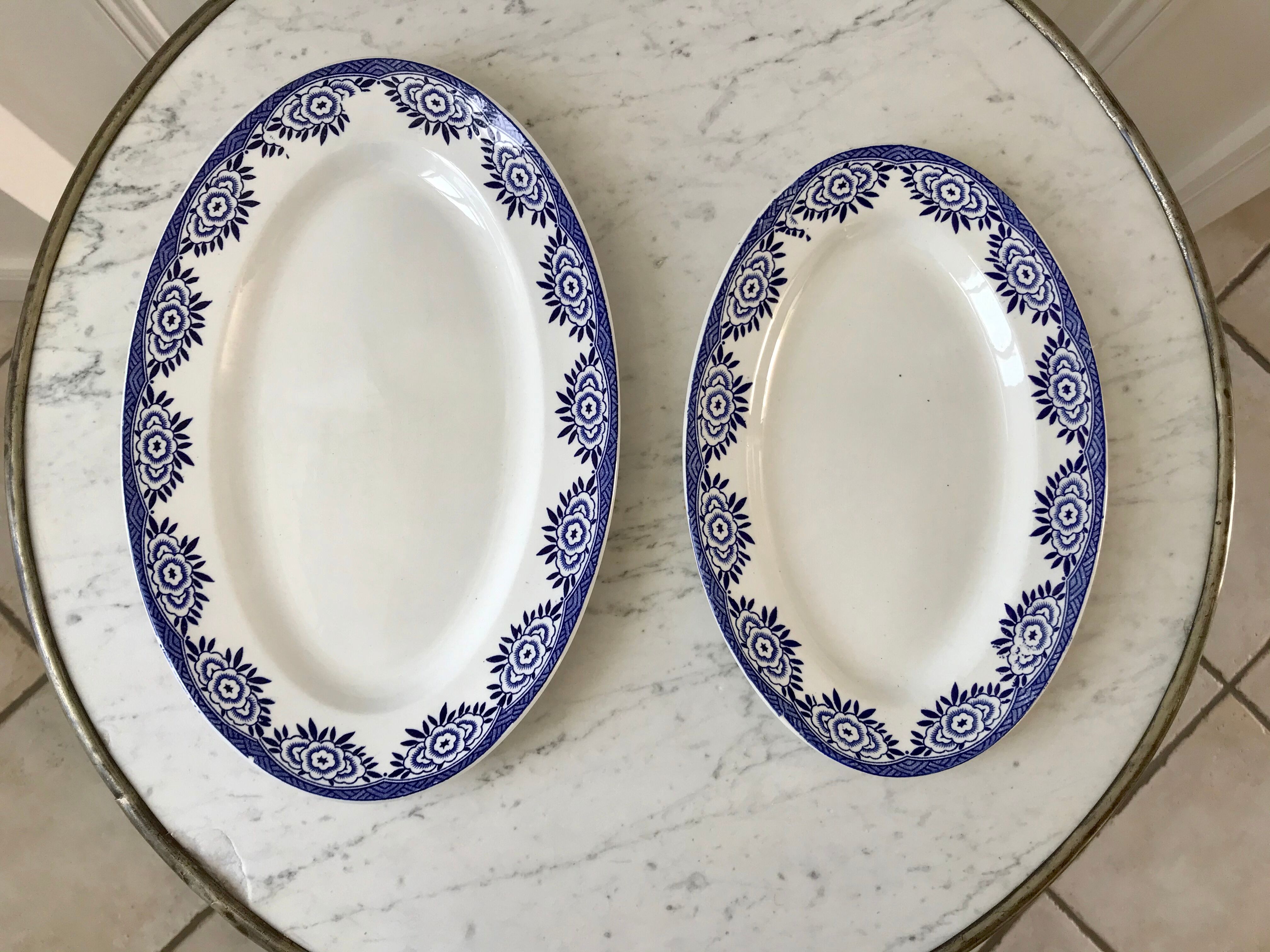 Duo of dishes Terre de Fer Sarreguemines model "Capri" Casino early twentieth century