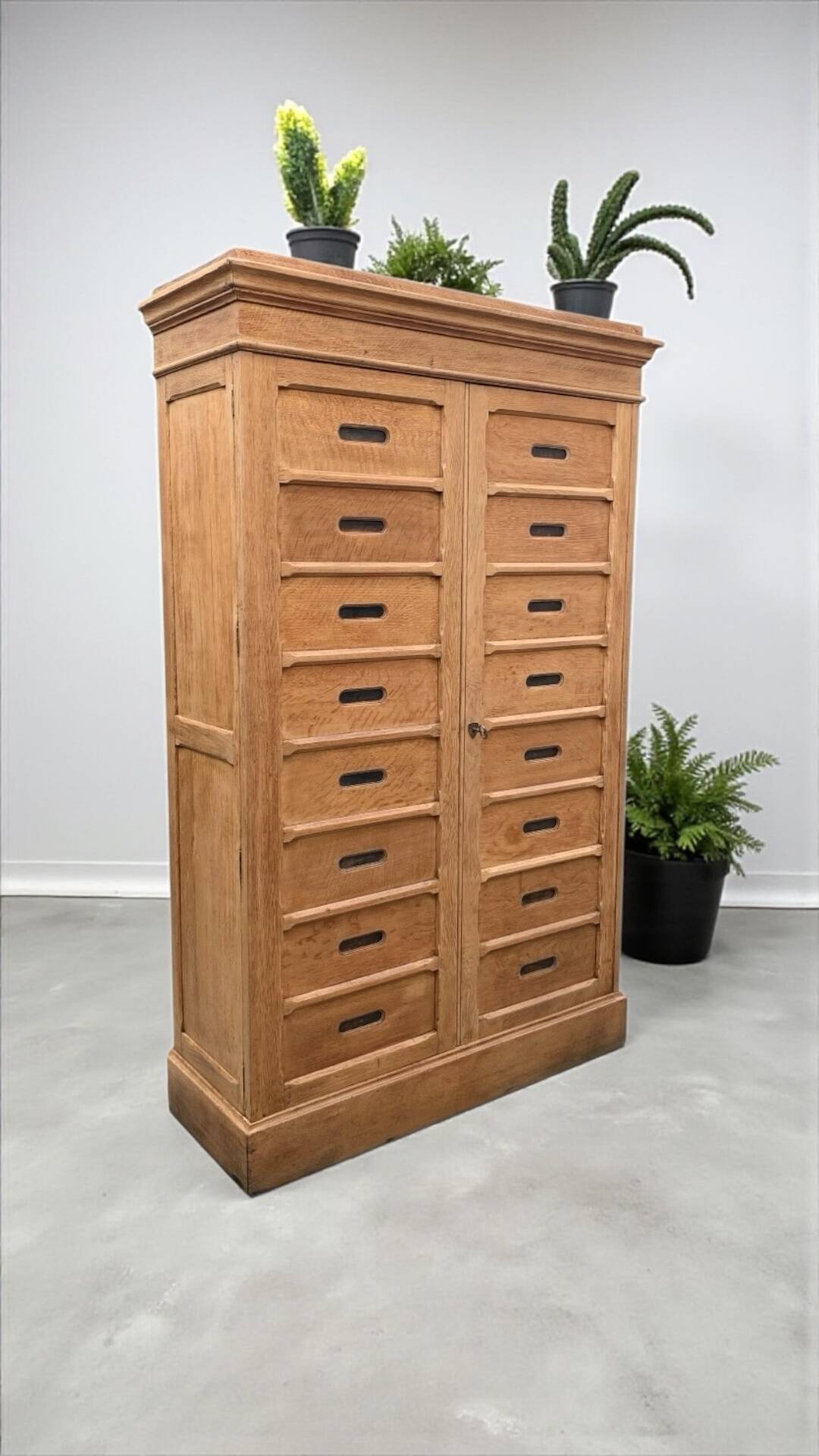 Solid raw oak notary cabinet, 1920