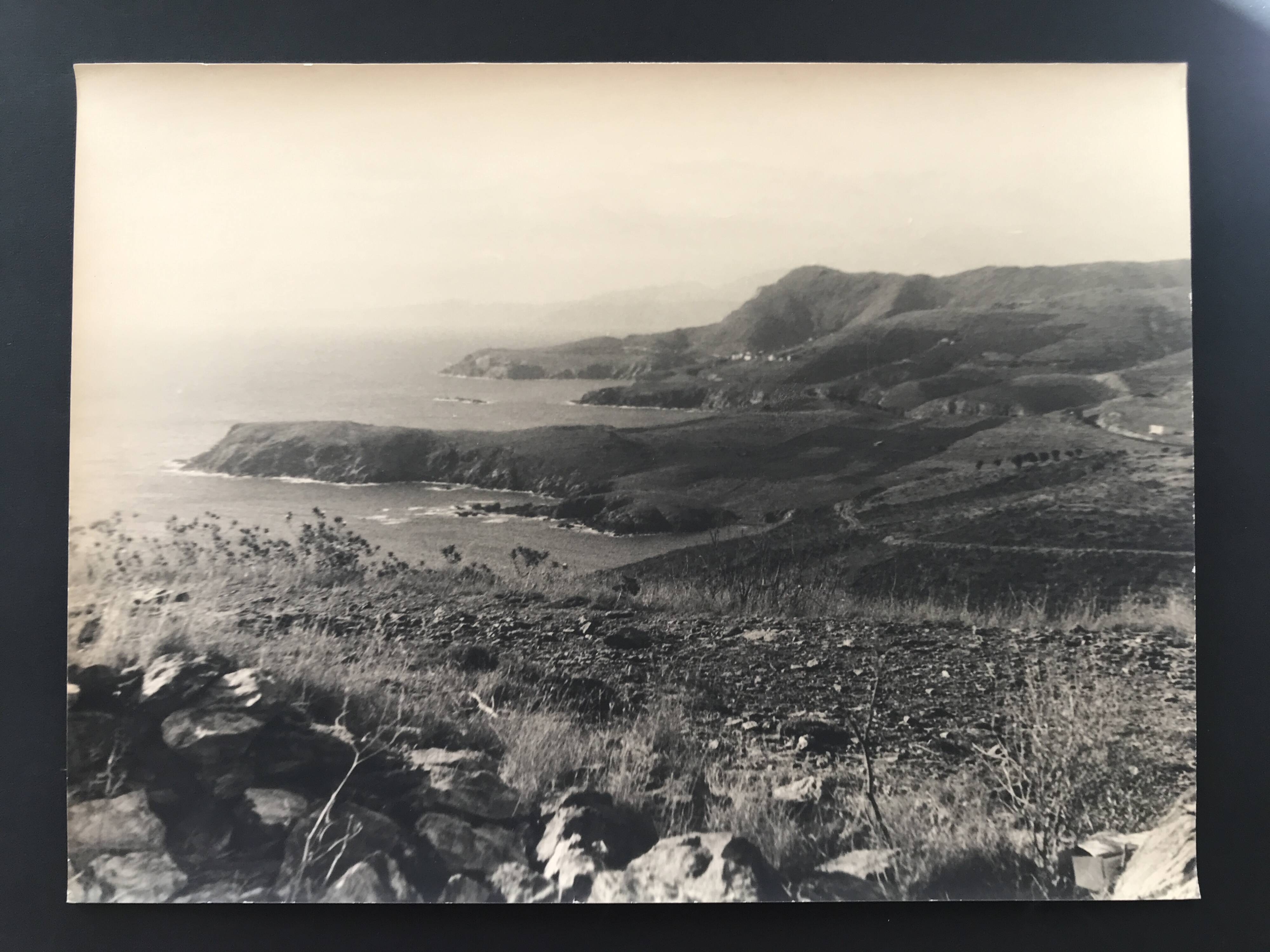 Coastal landscape at the end of summer, 1960s/70s. Black and white silver print.