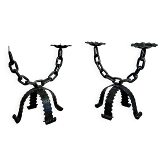 Paire de chandeliers de style brutaliste