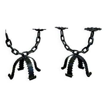 Paire de chandeliers de style brutaliste