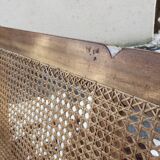 caned teak bench