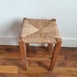 Wooden and straw stool