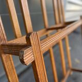 Large clothing rack/bistro mirror coat rack in oak - France 1950